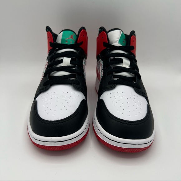 NWB Air Jordan 1 Mid GS SE Ugly Christmas Sweater/ Holiday 2021 Sneakers - Picture 4 of 9
